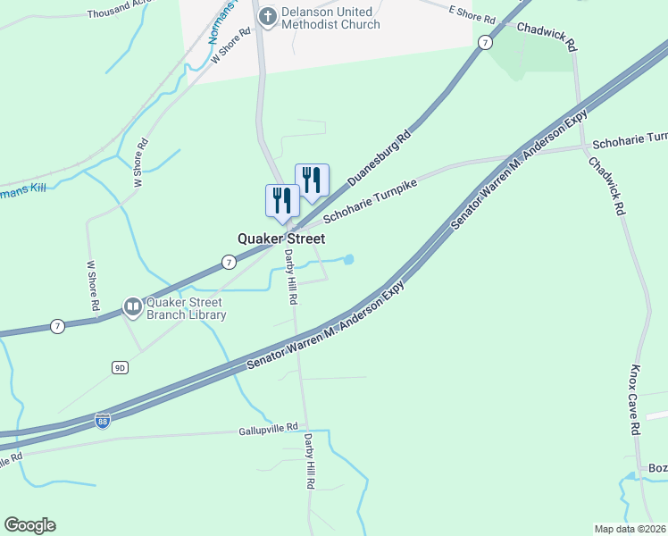 map of restaurants, bars, coffee shops, grocery stores, and more near 207 Maple Avenue in Delanson