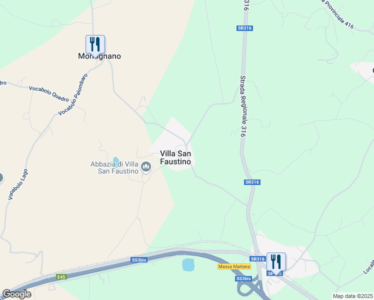 map of restaurants, bars, coffee shops, grocery stores, and more near 11 Frazione Villa San Faustino in Villa San Faustino