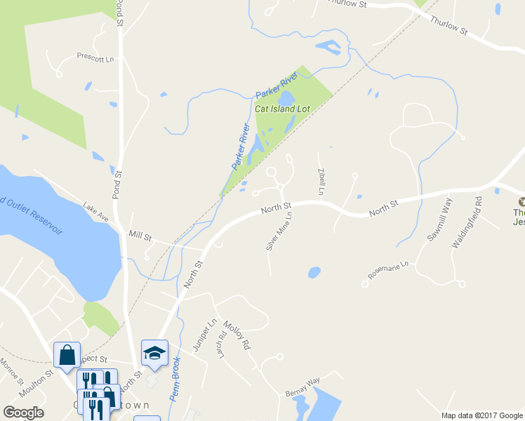 map of restaurants, bars, coffee shops, grocery stores, and more near 173 North Street in Georgetown