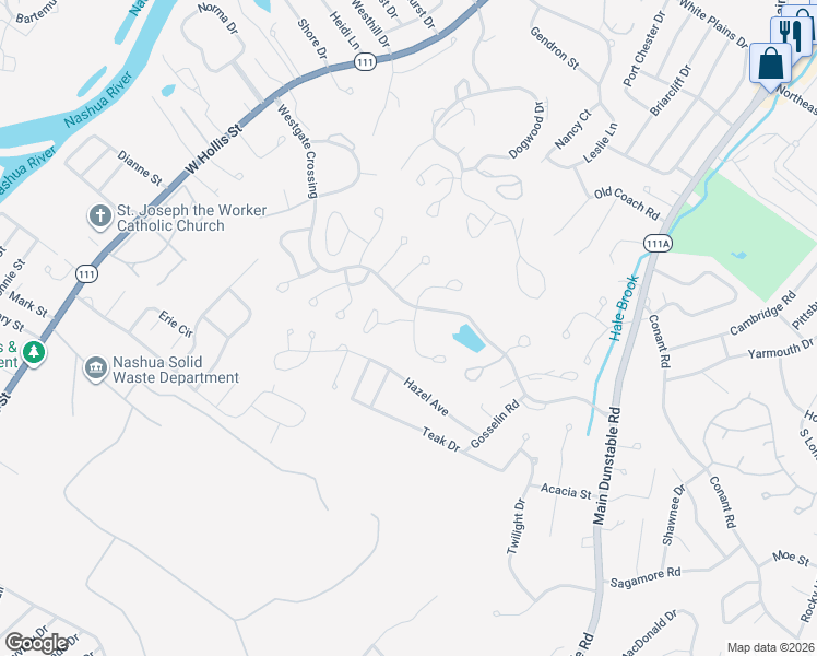 map of restaurants, bars, coffee shops, grocery stores, and more near 4 Eldorado Circle in Nashua