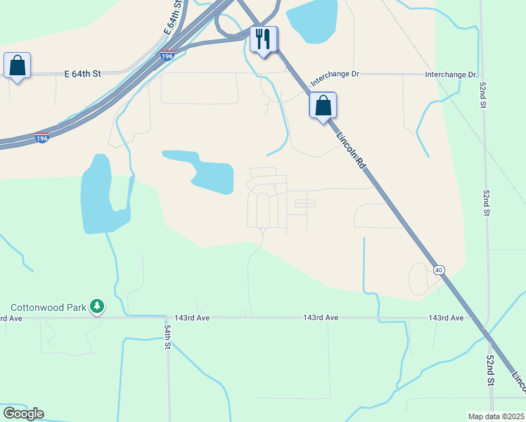 map of restaurants, bars, coffee shops, grocery stores, and more near 858 Buckingham Street in Holland