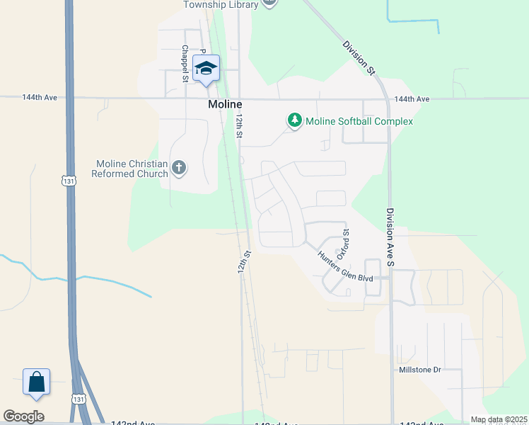 map of restaurants, bars, coffee shops, grocery stores, and more near 4377-4381 12th Street in Wayland