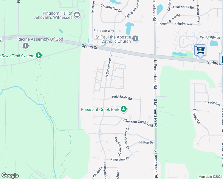 map of restaurants, bars, coffee shops, grocery stores, and more near 1155 North Sunnyslope Drive in Mount Pleasant