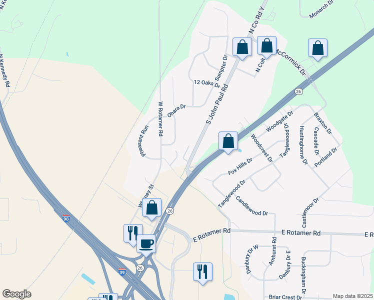 map of restaurants, bars, coffee shops, grocery stores, and more near 4430 Ashberry Drive in Milton