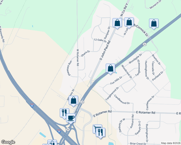 map of restaurants, bars, coffee shops, grocery stores, and more near 4430 Ashberry Drive in Milton