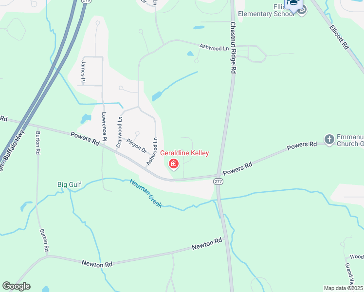 map of restaurants, bars, coffee shops, grocery stores, and more near 6400 Powers Road in Orchard Park