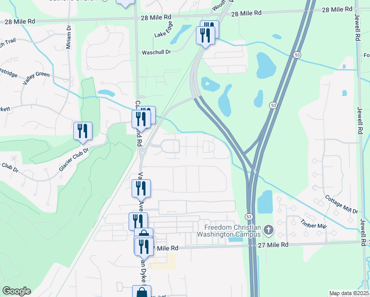 map of restaurants, bars, coffee shops, grocery stores, and more near 8442 Stanford Boulevard in Washington