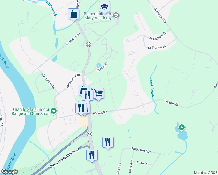 map of restaurants, bars, coffee shops, grocery stores, and more near 34 Holly Lane in Hudson
