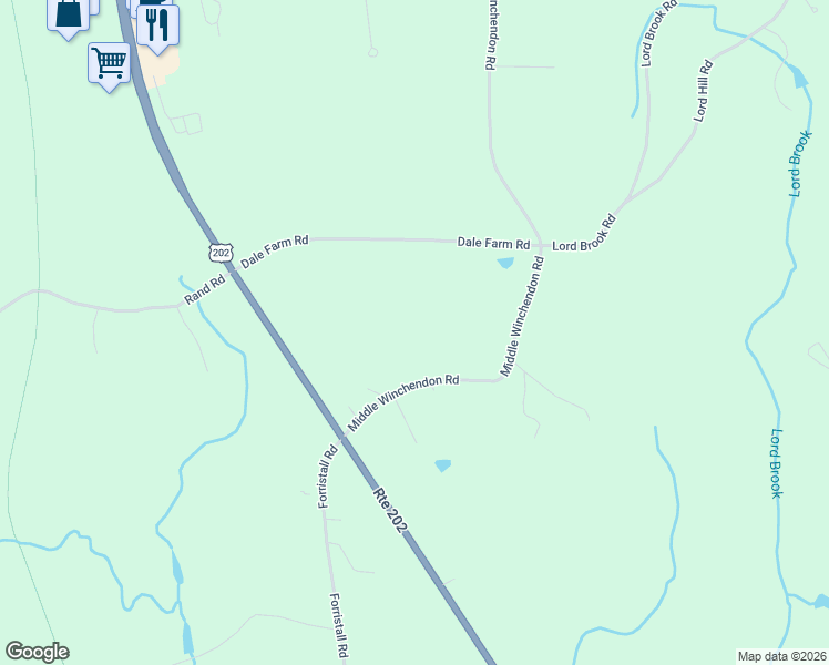 map of restaurants, bars, coffee shops, grocery stores, and more near 442 Middle Winchendon Road in Rindge