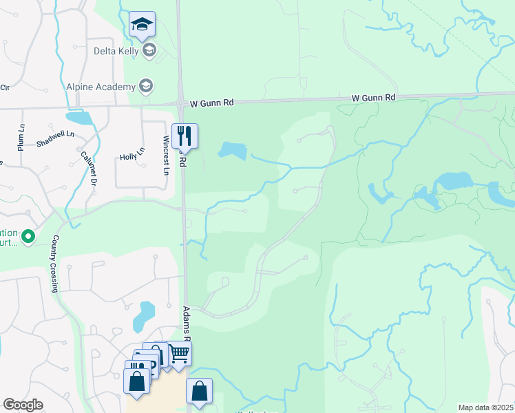 map of restaurants, bars, coffee shops, grocery stores, and more near 2785 Cranbrook Ridge Court in Rochester Hills
