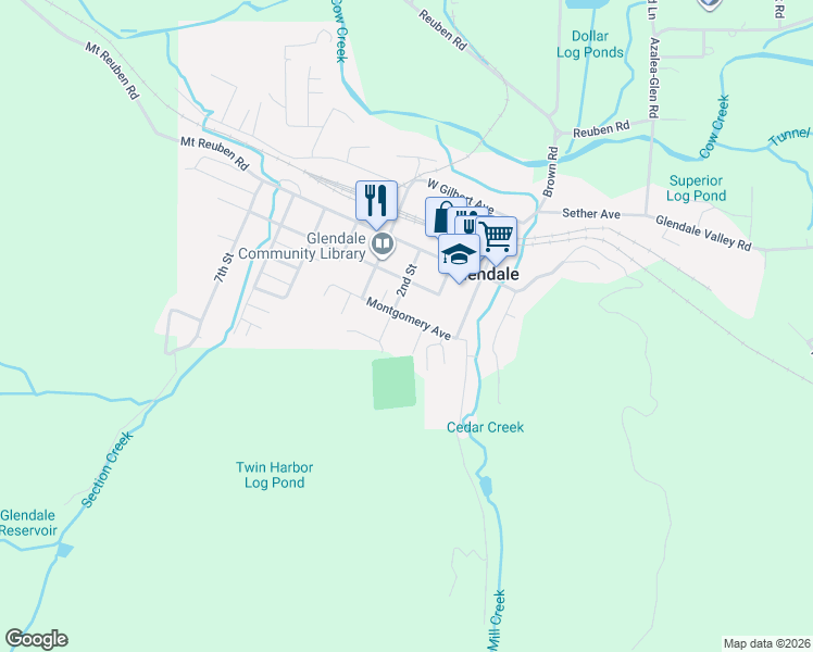 map of restaurants, bars, coffee shops, grocery stores, and more near 232 Montgomery Avenue in Glendale