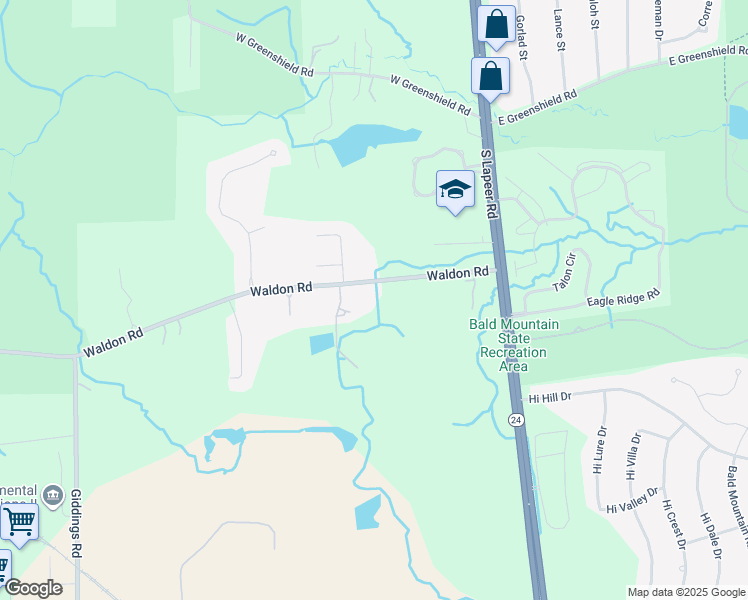 map of restaurants, bars, coffee shops, grocery stores, and more near 349 Waldon Road in Orion charter Township
