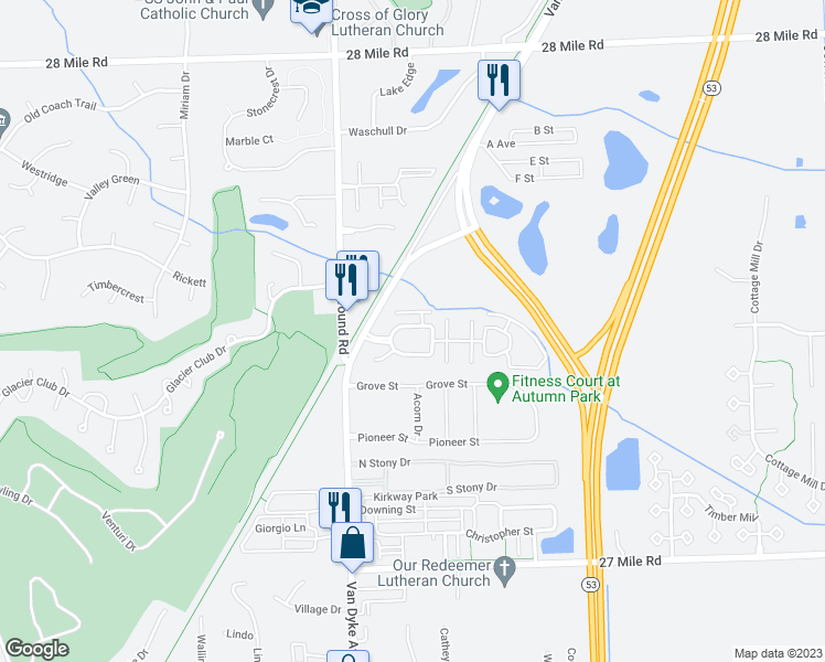 map of restaurants, bars, coffee shops, grocery stores, and more near 8442 Stanford in Washington