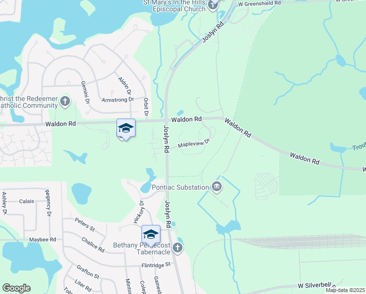map of restaurants, bars, coffee shops, grocery stores, and more near 2000 Elmhurst Circle in Orion charter Township