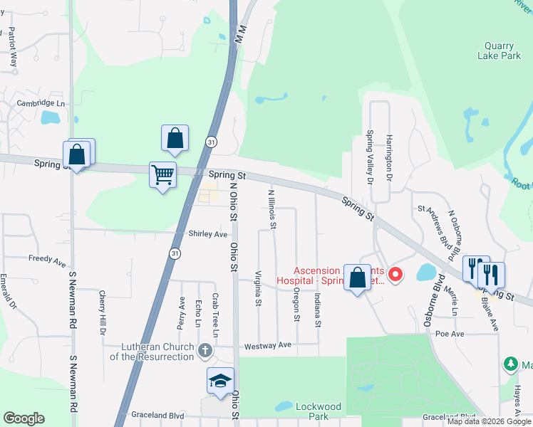 map of restaurants, bars, coffee shops, grocery stores, and more near 4505 Apple Tree Circle in Racine