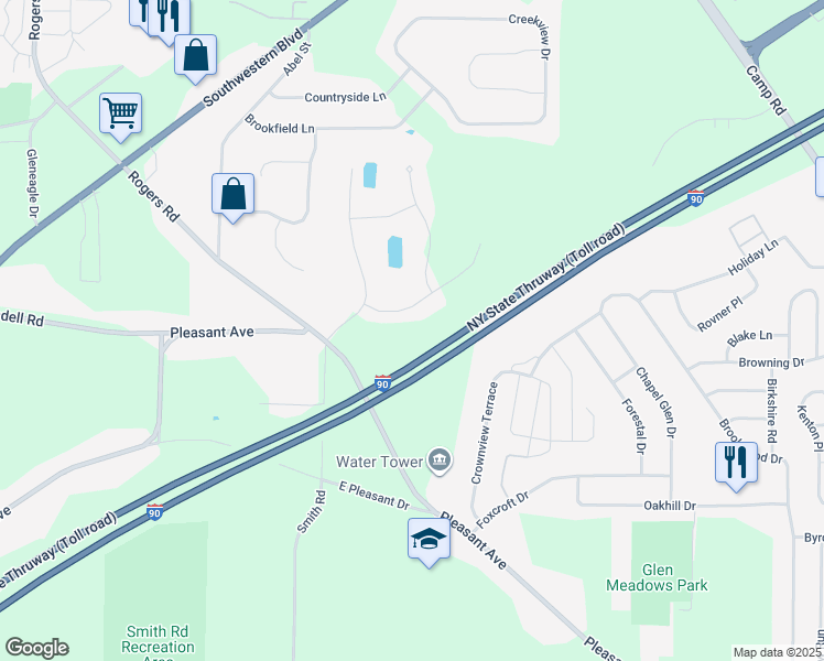 map of restaurants, bars, coffee shops, grocery stores, and more near 3385 Cedar Valley Way in Hamburg
