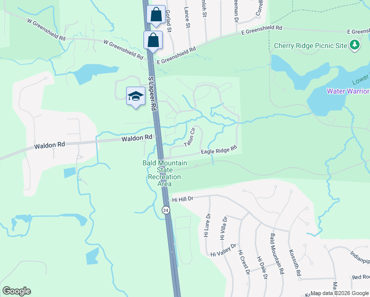 map of restaurants, bars, coffee shops, grocery stores, and more near 3081 Talon Circle in Orion charter Township
