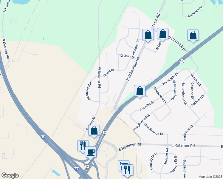 map of restaurants, bars, coffee shops, grocery stores, and more near 4430 Ashberry Drive in Milton