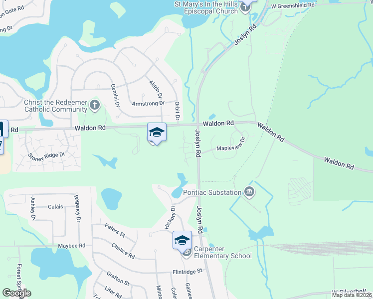 map of restaurants, bars, coffee shops, grocery stores, and more near 3173 High Pointe Ridge Road in Orion charter Township