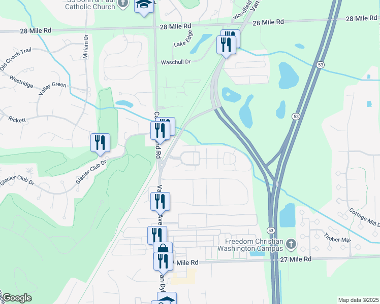 map of restaurants, bars, coffee shops, grocery stores, and more near 8442 Stanford Boulevard in Washington