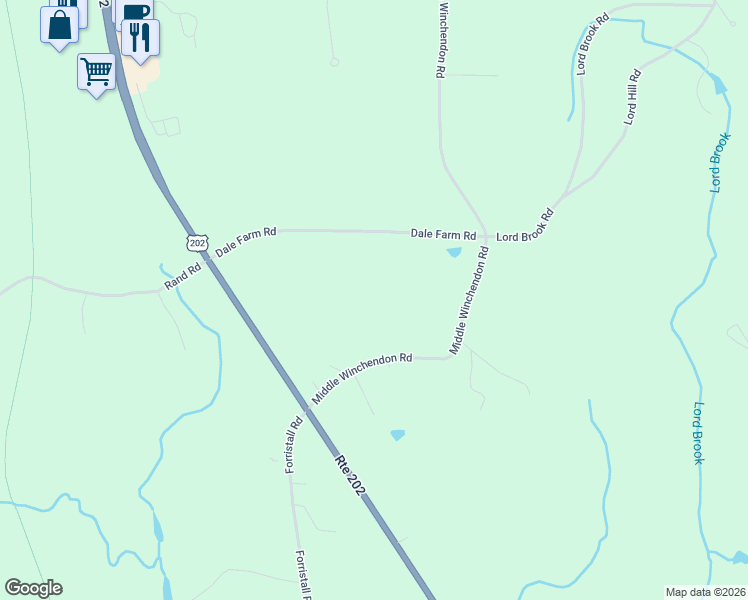 map of restaurants, bars, coffee shops, grocery stores, and more near 442 Middle Winchendon Road in Rindge