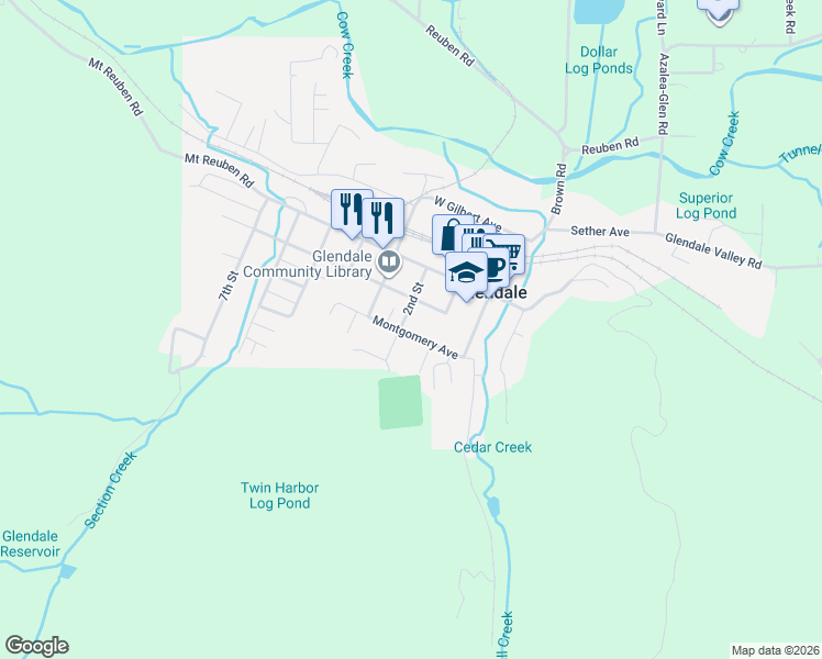 map of restaurants, bars, coffee shops, grocery stores, and more near 232 Montgomery Avenue in Glendale