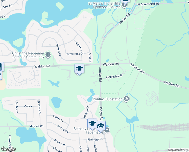 map of restaurants, bars, coffee shops, grocery stores, and more near 3173 High Pointe Ridge Road in Orion charter Township