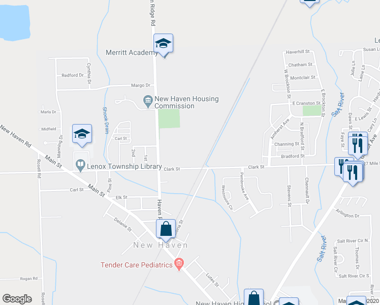 map of restaurants, bars, coffee shops, grocery stores, and more near 31255 Clark Street in New Haven