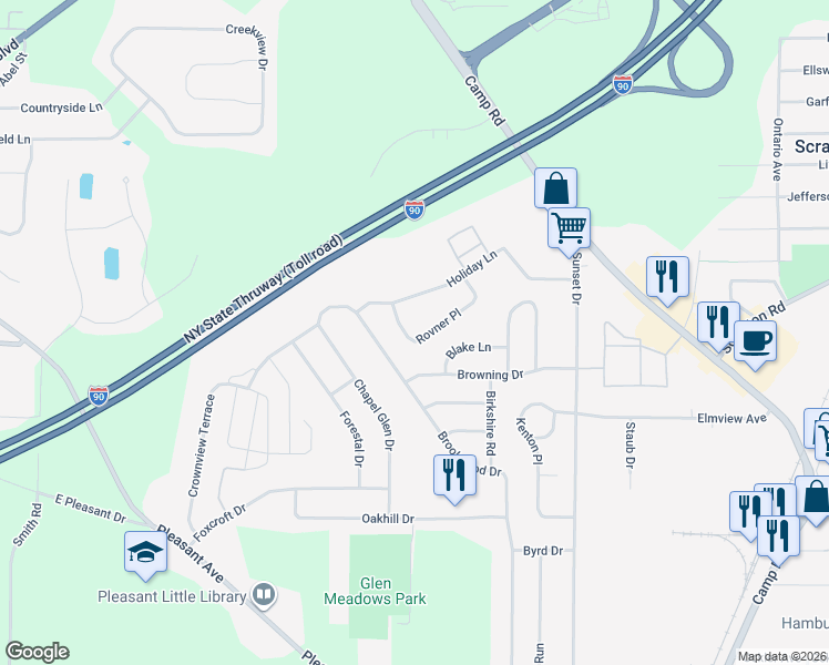 map of restaurants, bars, coffee shops, grocery stores, and more near 103 Rovner Place in Hamburg