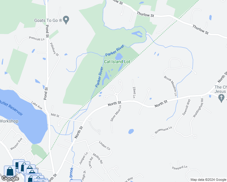 map of restaurants, bars, coffee shops, grocery stores, and more near 8 Larkspur Circle in Georgetown