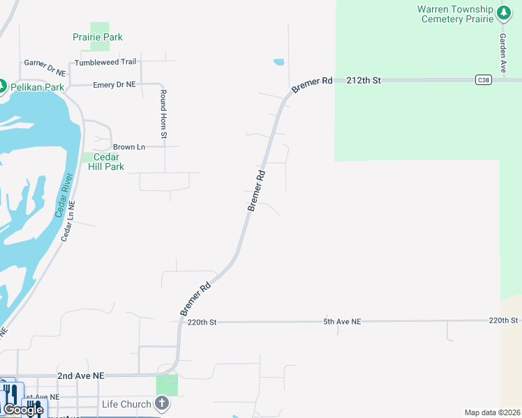 map of restaurants, bars, coffee shops, grocery stores, and more near 1008 Bremer Road in Waverly