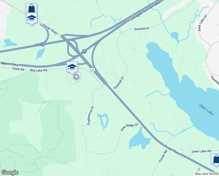 map of restaurants, bars, coffee shops, grocery stores, and more near 7973 Dixie Highway in Clarkston
