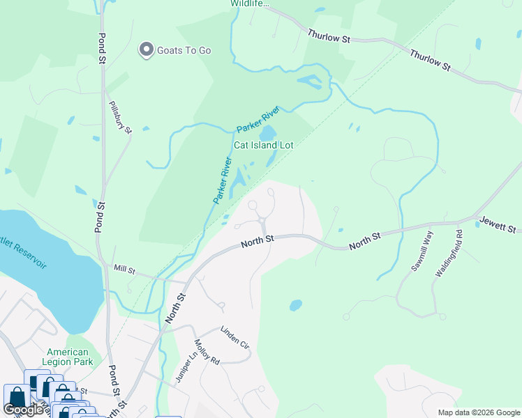 map of restaurants, bars, coffee shops, grocery stores, and more near 8 Larkspur Circle in Georgetown