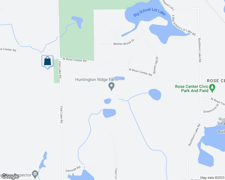 map of restaurants, bars, coffee shops, grocery stores, and more near 1301 West Rose Center Road in Holly