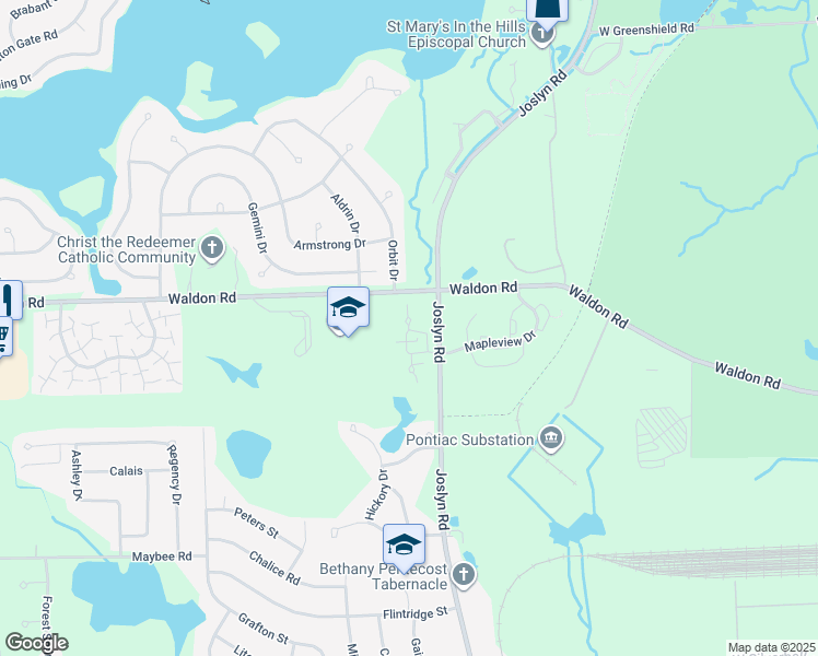 map of restaurants, bars, coffee shops, grocery stores, and more near 3024 High Pointe Ridge Road in Orion charter Township