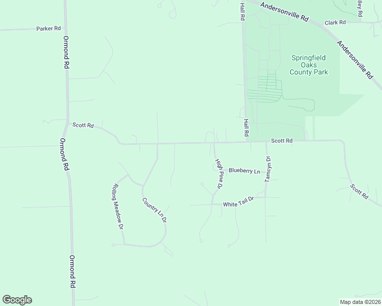 map of restaurants, bars, coffee shops, grocery stores, and more near 12669 Scott Road in Springfield Township