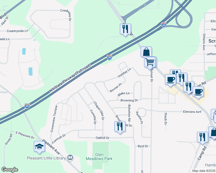 map of restaurants, bars, coffee shops, grocery stores, and more near 103 Rovner Place in Hamburg