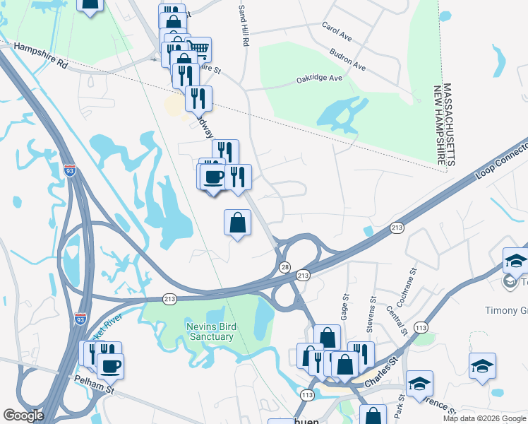map of restaurants, bars, coffee shops, grocery stores, and more near 429 Broadway in Lawrence