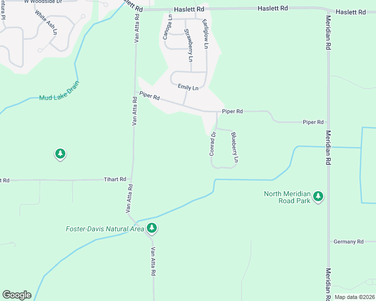 map of restaurants, bars, coffee shops, grocery stores, and more near 575 Piper Road in Meridian charter Township