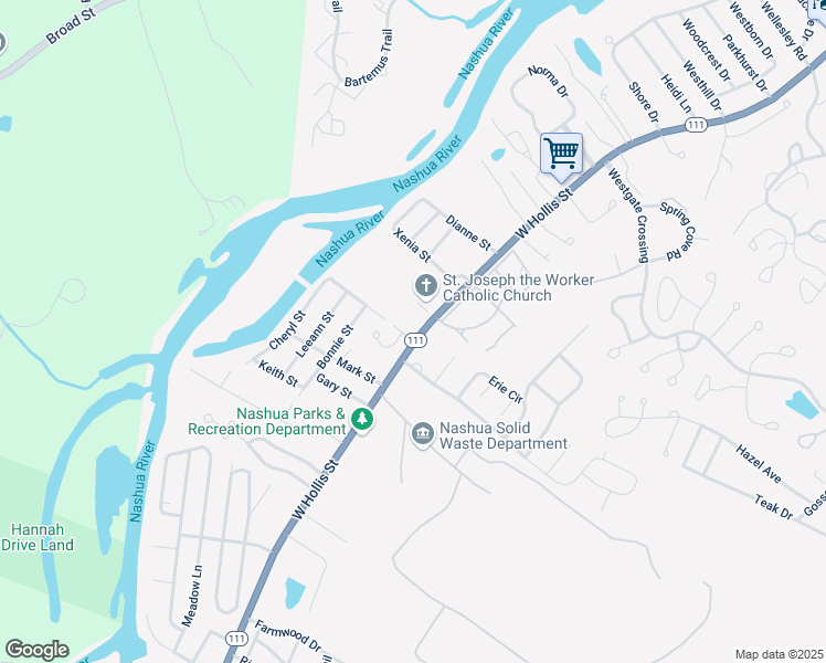 map of restaurants, bars, coffee shops, grocery stores, and more near in Nashua