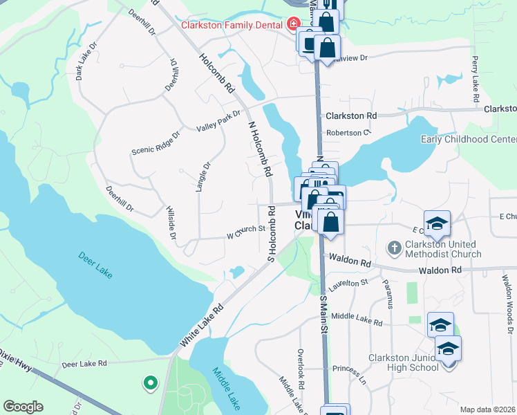 map of restaurants, bars, coffee shops, grocery stores, and more near 29 South Holcomb Road in Clarkston