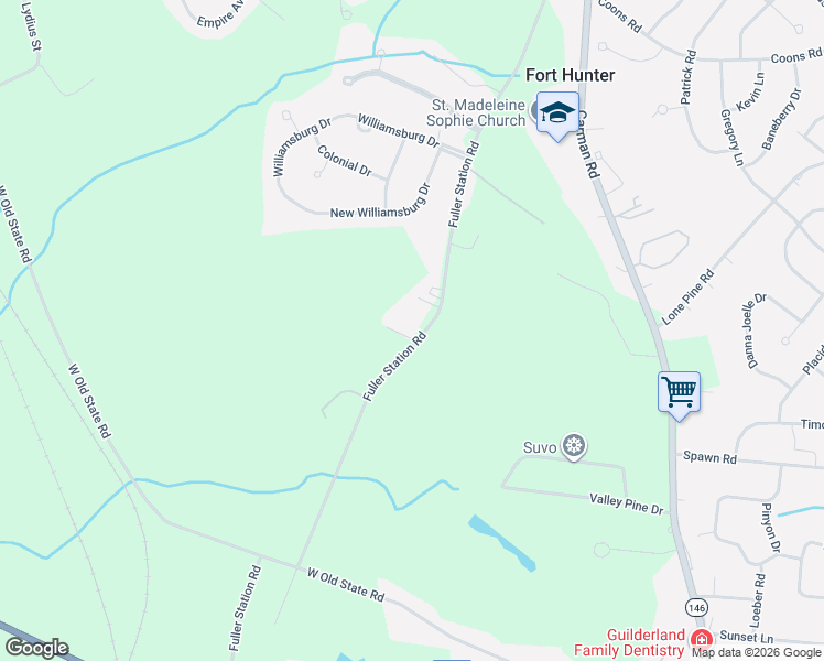 map of restaurants, bars, coffee shops, grocery stores, and more near 6975 Fuller Station Road in Schenectady