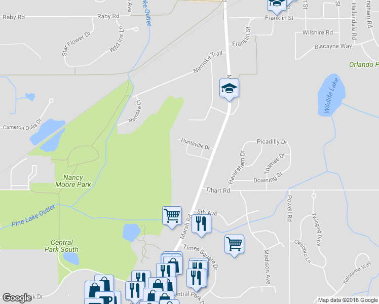 map of restaurants, bars, coffee shops, grocery stores, and more near 1727 Montgomery Court in Meridian charter Township