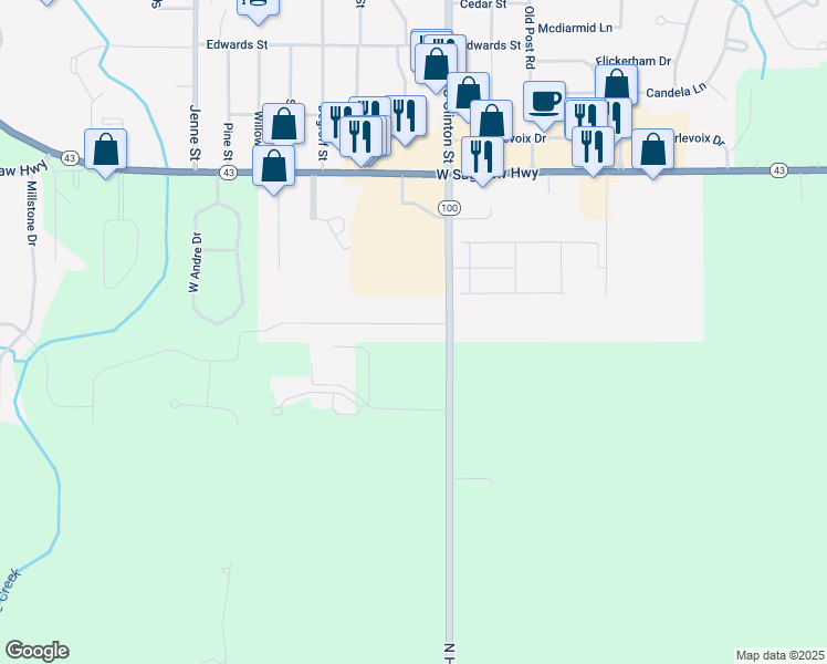 map of restaurants, bars, coffee shops, grocery stores, and more near 738 Fieldview Drive in Grand Ledge