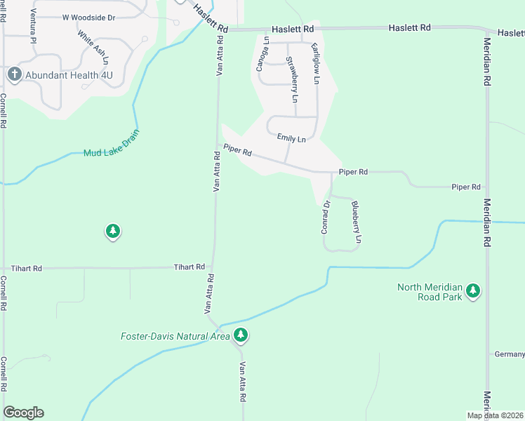 map of restaurants, bars, coffee shops, grocery stores, and more near 498 Piper Road in Meridian charter Township