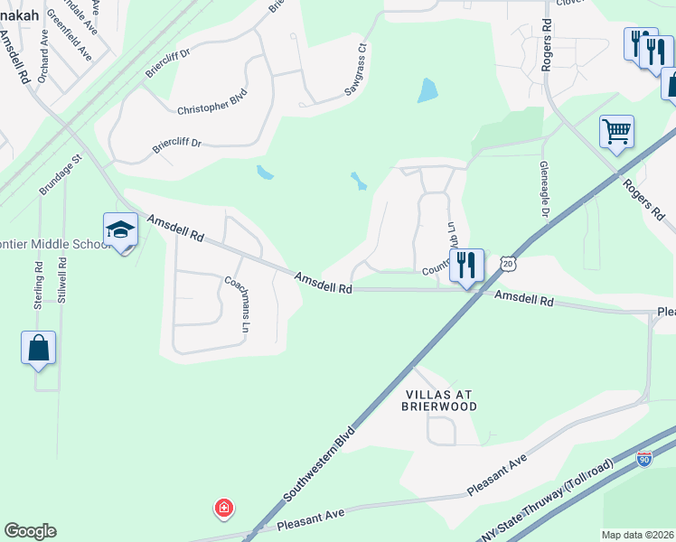 map of restaurants, bars, coffee shops, grocery stores, and more near 5580 Pebble Beach Drive in Hamburg