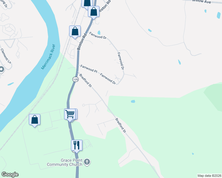 map of restaurants, bars, coffee shops, grocery stores, and more near 149 Farrwood Drive in Haverhill