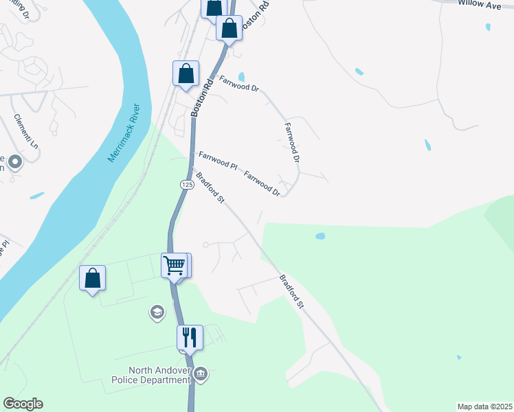 map of restaurants, bars, coffee shops, grocery stores, and more near 155 Farrwood Drive in Haverhill