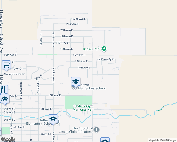 map of restaurants, bars, coffee shops, grocery stores, and more near 1446 Spring Court in Jerome
