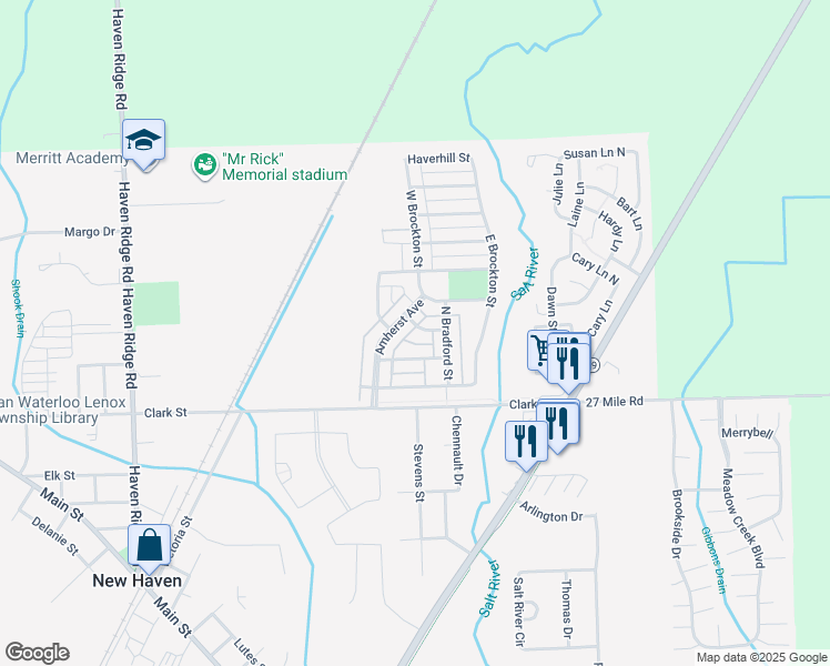 map of restaurants, bars, coffee shops, grocery stores, and more near 32078 Adams Street in New Haven